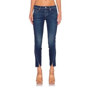 AMO Twist Skinny Jeans True Blue Size 29 Cropped Zip Hem USA Made Premium Denim